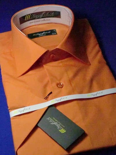 Оранжевая классическая сорочка с коротким рукавом, арт. 1050k 86 