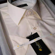 Классическая рубашка цвета шампань с коротким рукавом, арт. 1050kБ 21 