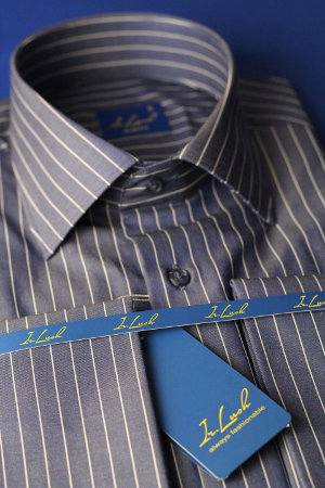 Арт. 704Z 64 классическая рубашка под запонки синяя