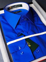 Синяя  классическая рубашка, арт. 1000Б 49а