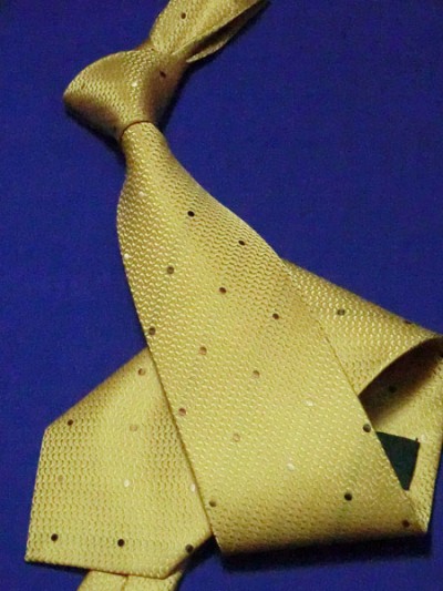 Золотистый с коричневым горошком галстук, арт. 1401-38 