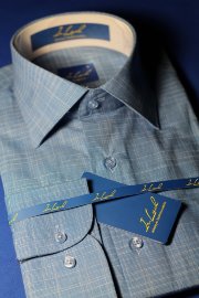 Арт. 201s 49 рубашка приталенная синяя с прожилками